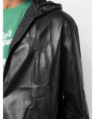 Prada デボスドロゴ フード付き レザージャケット - サムネイル5