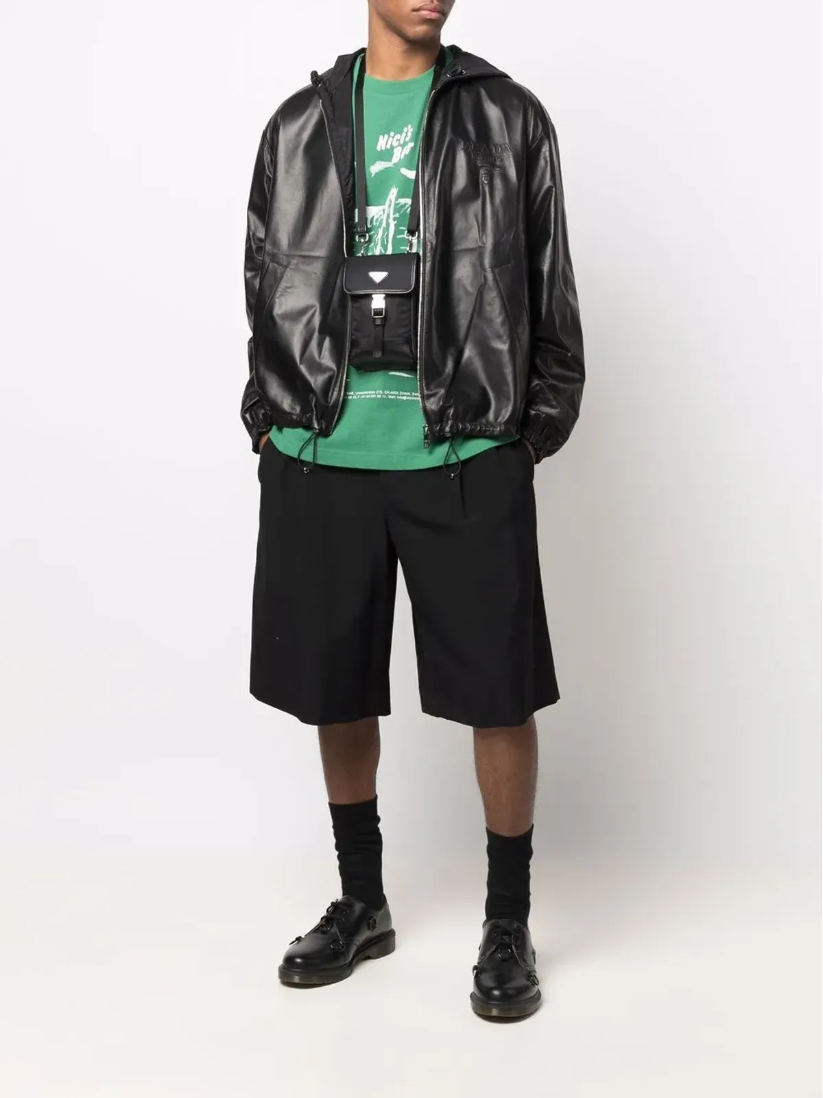 Prada デボスドロゴ フード付き レザージャケット - 画像2