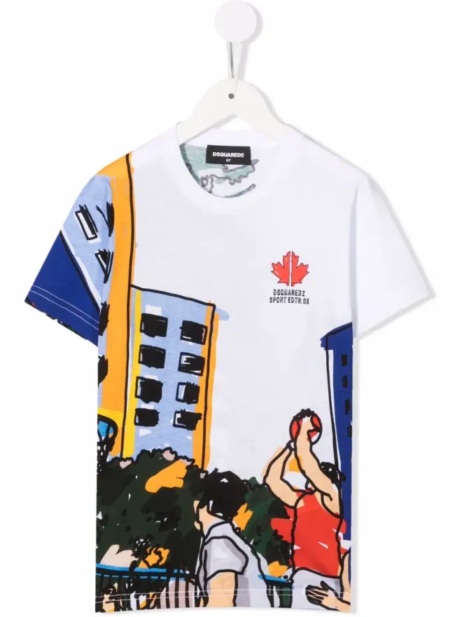 DSQUARED2 KIDS DSQUARED2 KIDS 胸元メープルリーフプリントTシャツの商品画像