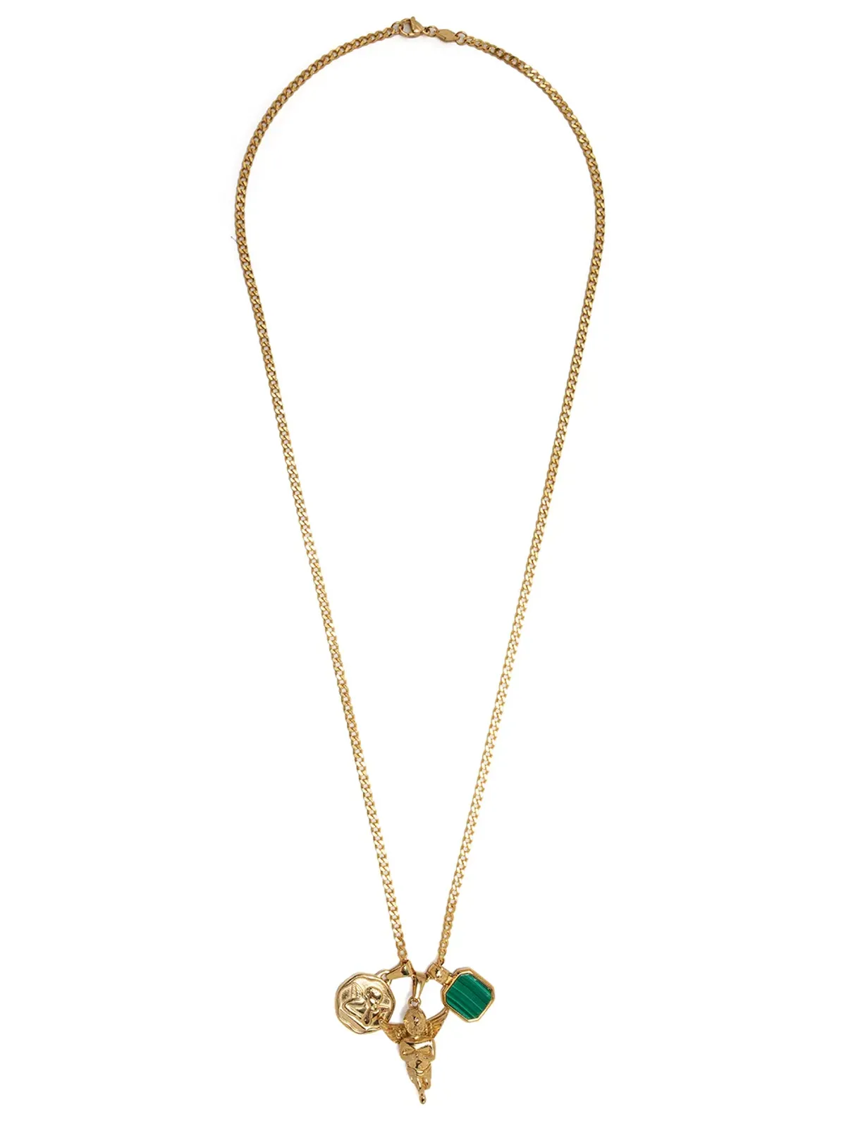 Nialaya Jewelry ゴールドプレート トリオチャーム ネックレス - 画像3