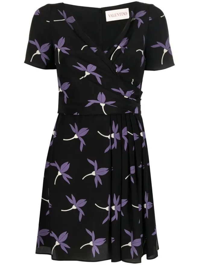 Valentino Garavani Valentino Garavani 花柄プリーツドレス（ブラック）の商品画像