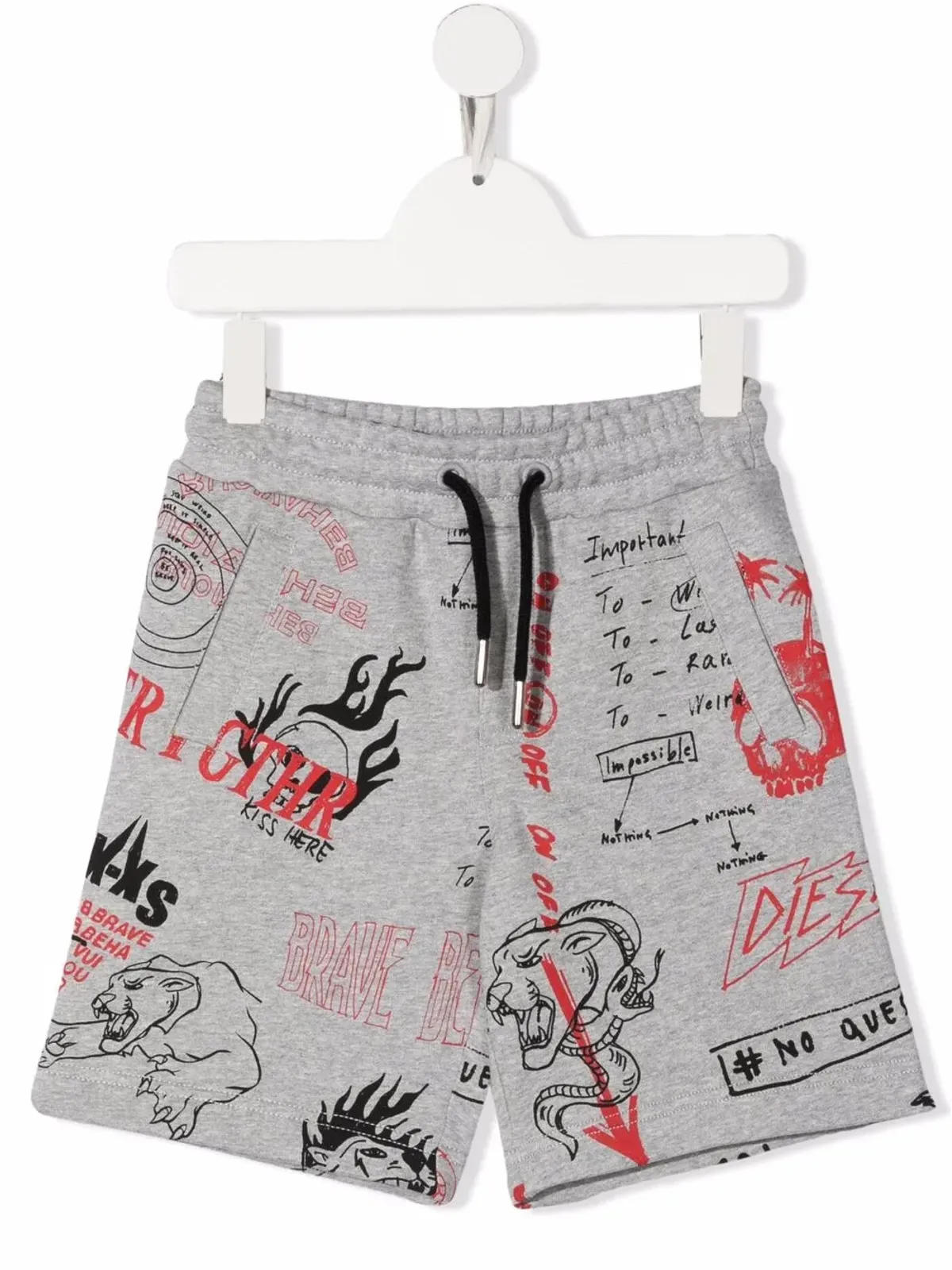 Diesel Kids 手書き風プリントのドローストリングショートパンツ - 画像1