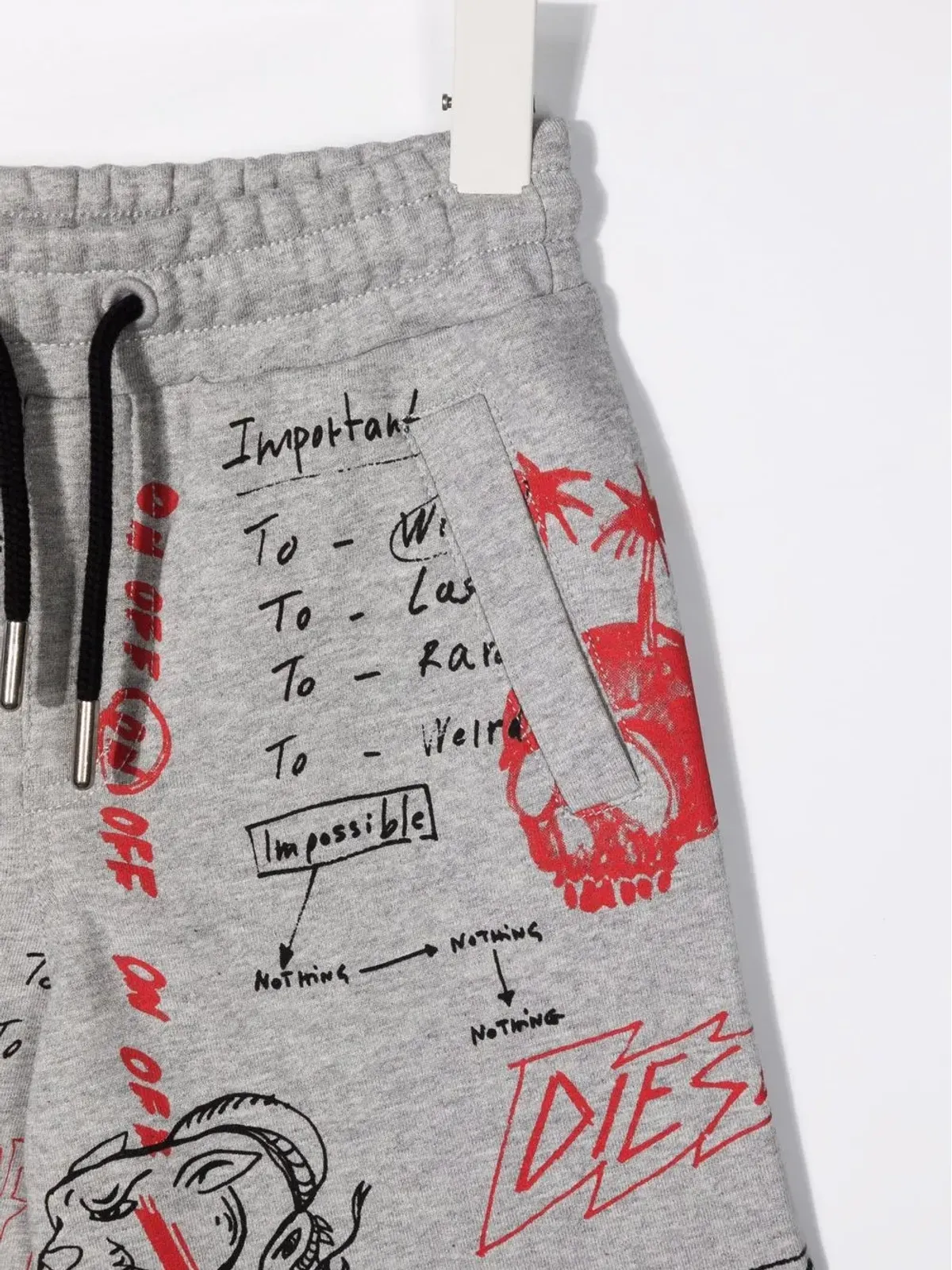 Diesel Kids 手書き風プリントのドローストリングショートパンツ - 画像3