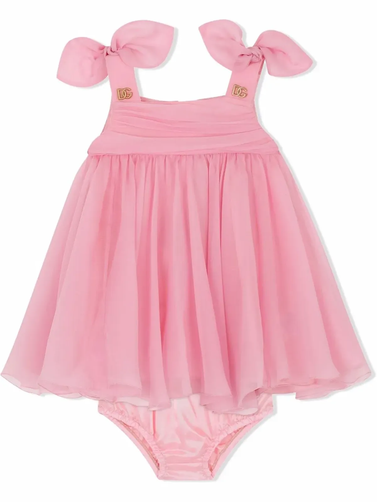 Dolce & Gabbana Kids シルクチュール エンパイアラインドレス - 画像1