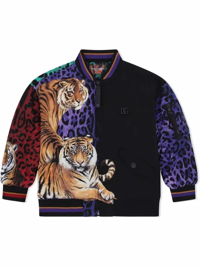 Dolce & Gabbana Kids Dolce & Gabbana Kids タイガープリント ボンバージャケットの商品画像