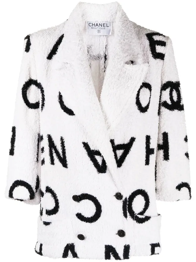 CHANEL Pre-Owned CHANEL 1990年代 ビンテージ ロゴプリント ダブルブレスト ジャケットの商品画像
