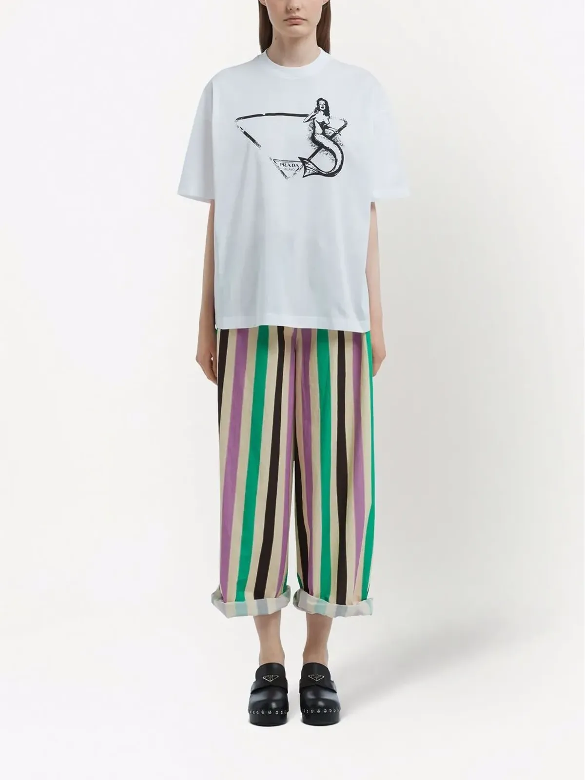 Prada マーメイドプリント ジャージーTシャツ - 画像2