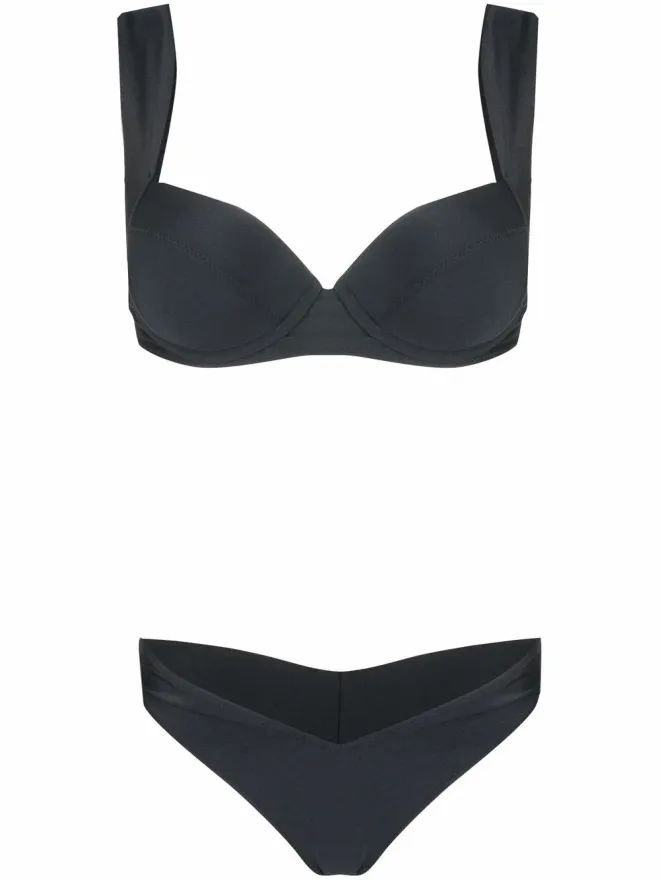 Noire Swimwear Noire Swimwear アンダーワイヤー ルレックス ビキニセット - ブラックの商品画像