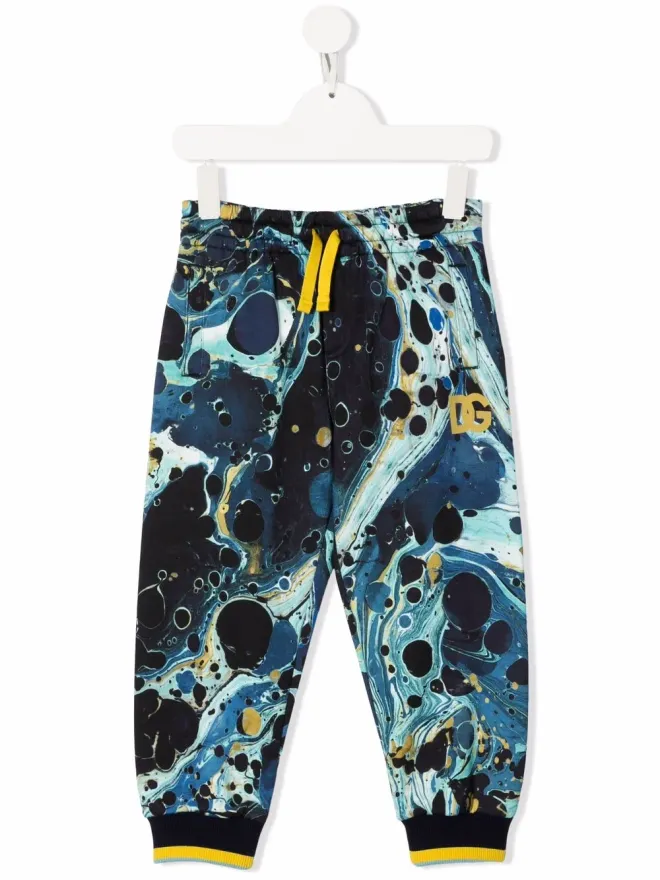 Dolce & Gabbana Kids Dolce & Gabbana Kids マーブルプリント テーパード トラックパンツの商品画像