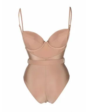 Noire Swimwear ベルト留め付きワンピース水着 - ネチュラル - サムネイル2