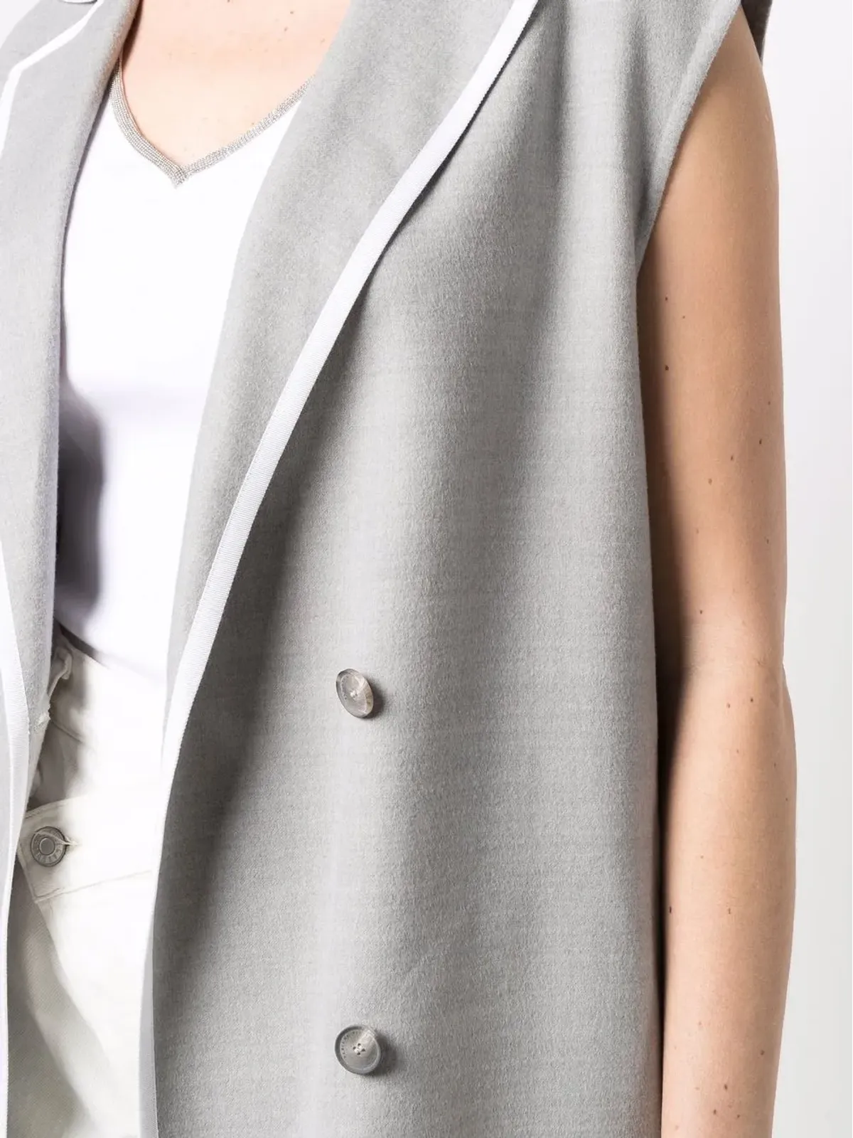 Fabiana Filippi sleeveless double-breasted coat - Grey - 画像5