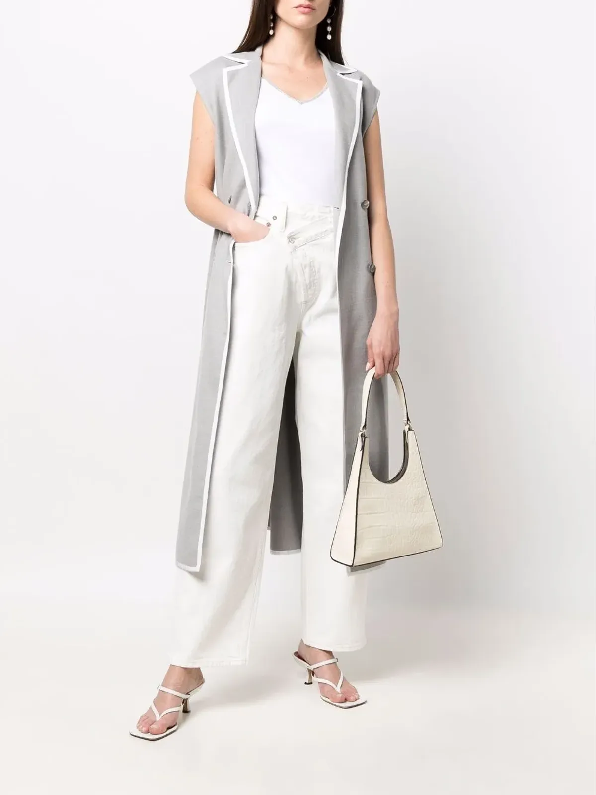 Fabiana Filippi sleeveless double-breasted coat - Grey - 画像2