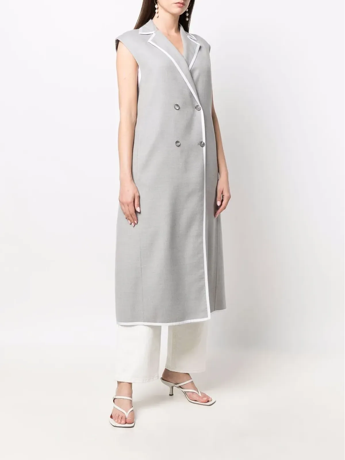Fabiana Filippi sleeveless double-breasted coat - Grey - 画像3