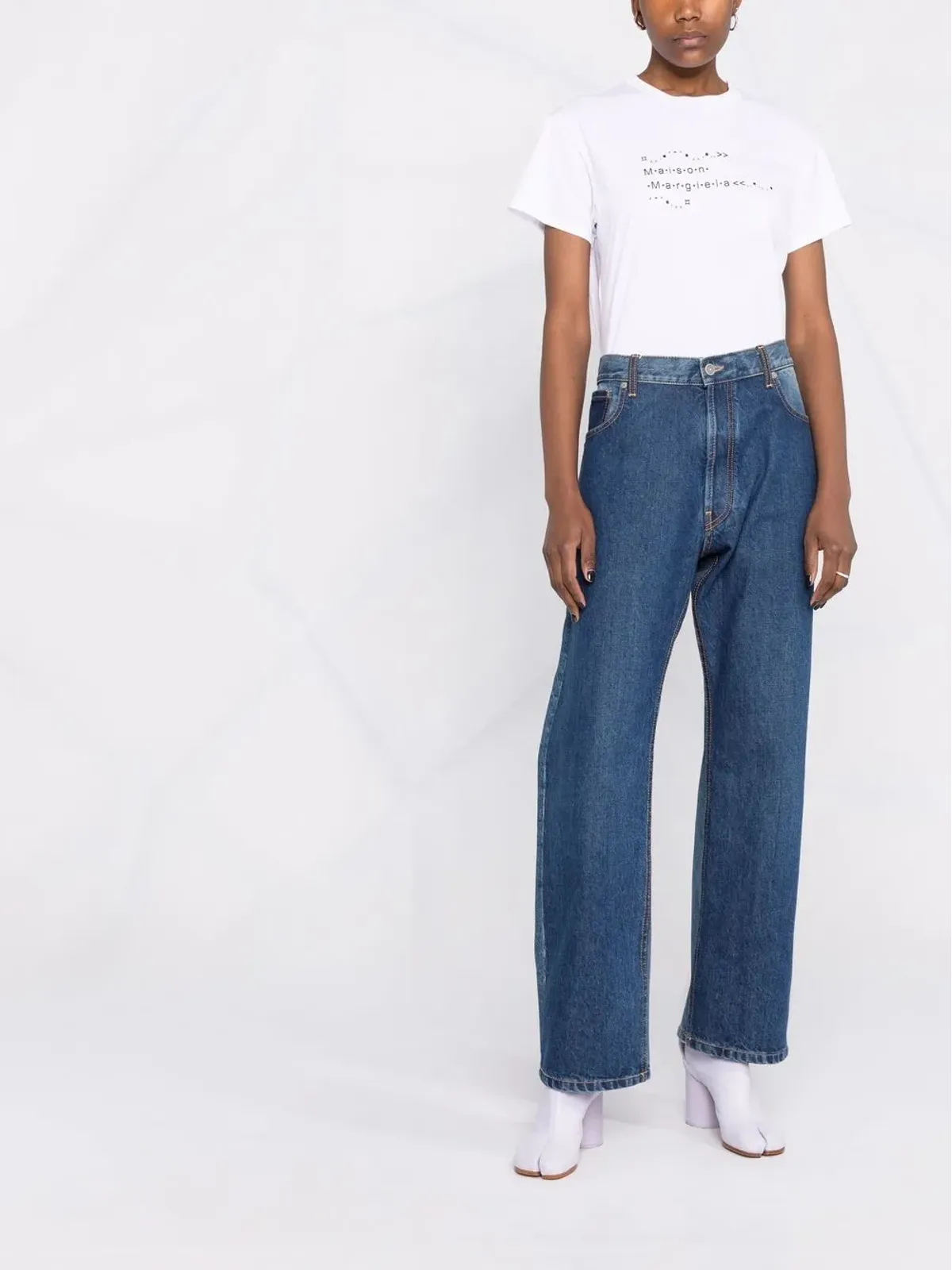 Maison Margiela ツートーンオーバーサイズデニムジーンズ - 画像2