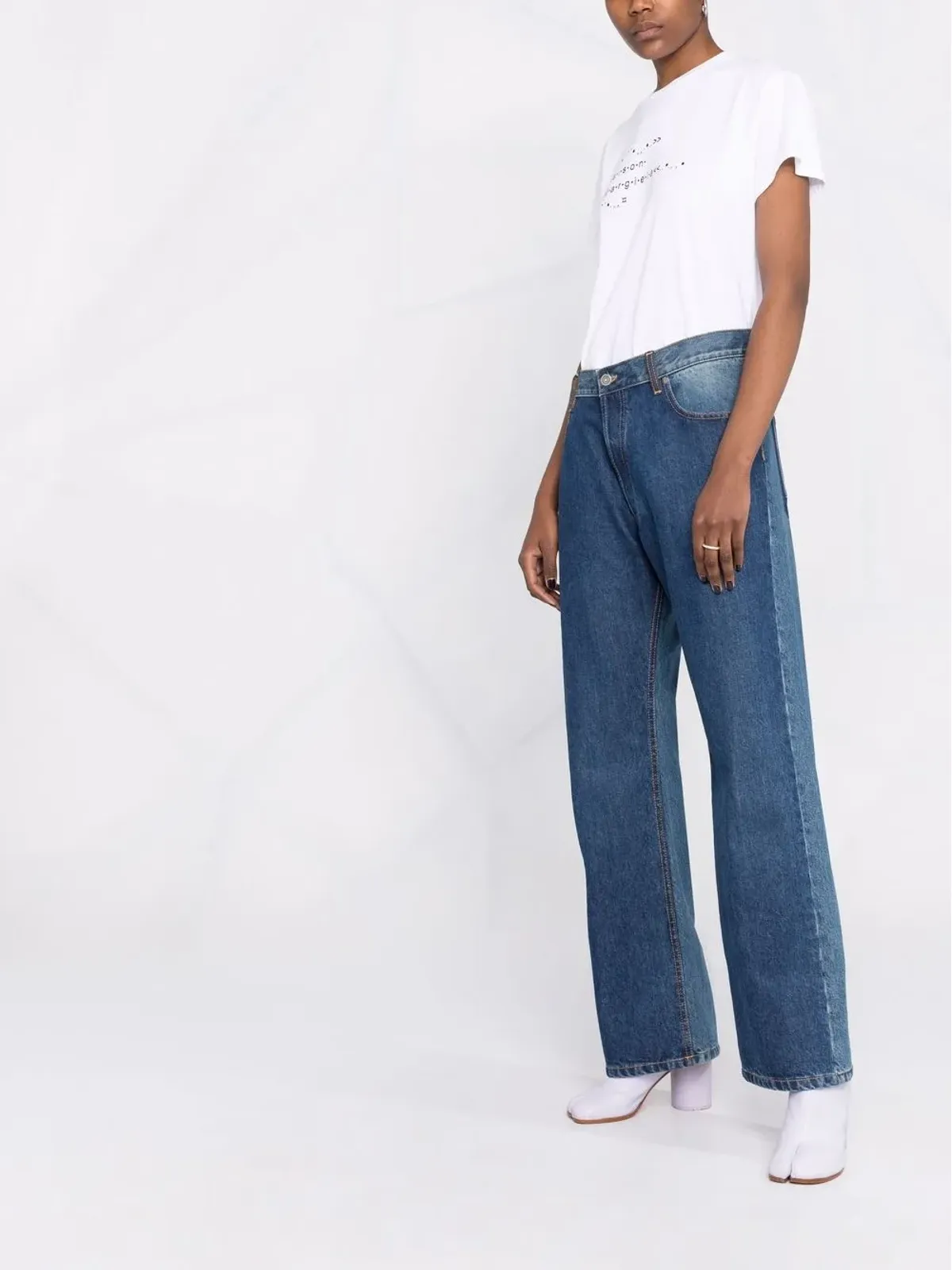 Maison Margiela ツートーンオーバーサイズデニムジーンズ - 画像4