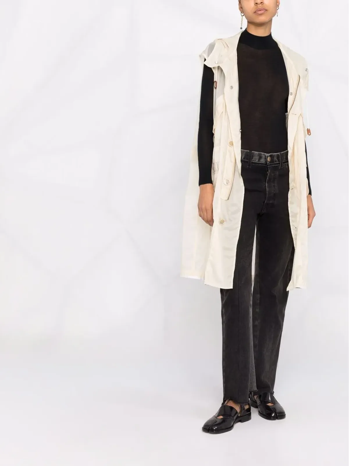 Maison Margiela ベルト付きフード付きトレンチコート - 画像2