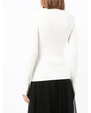 Alexander McQueen リブ編みボタンディテールトップス（ホワイト） - サムネイル4