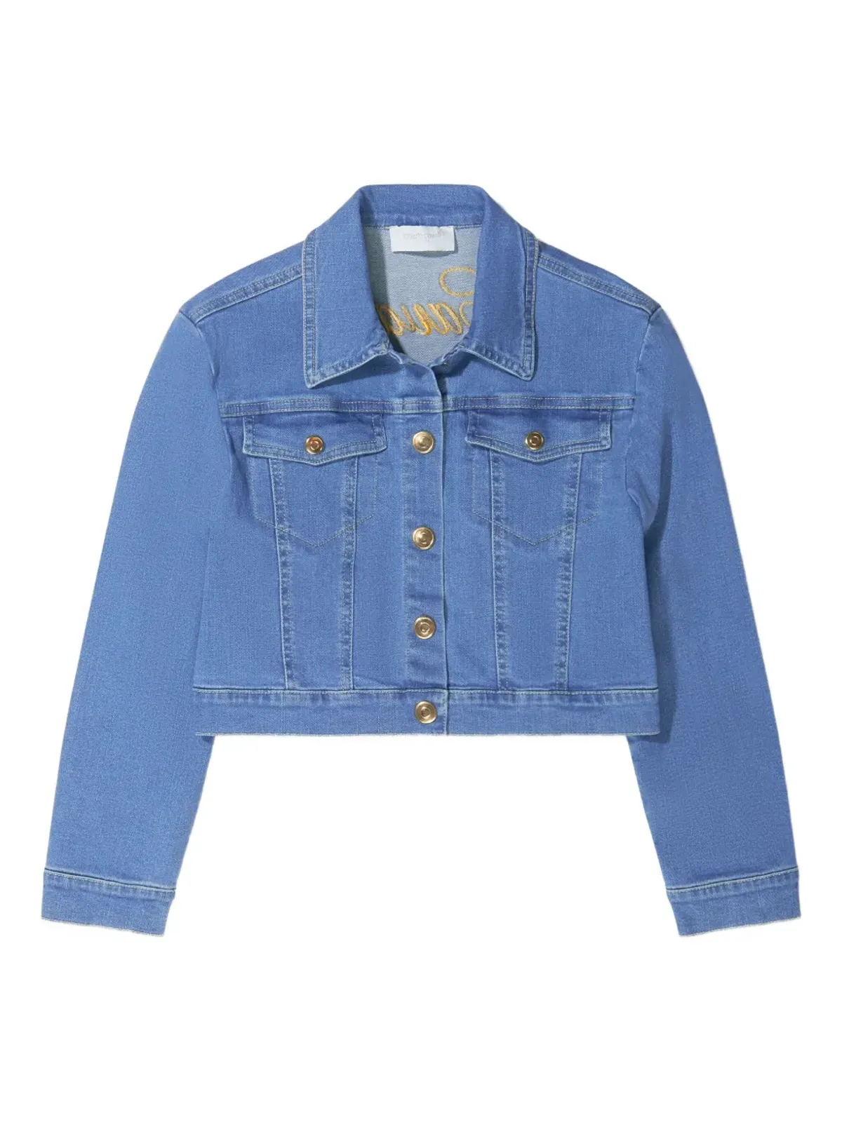 Roberto Cavalli Junior ロゴ刺繍デニムジャケット - 画像1