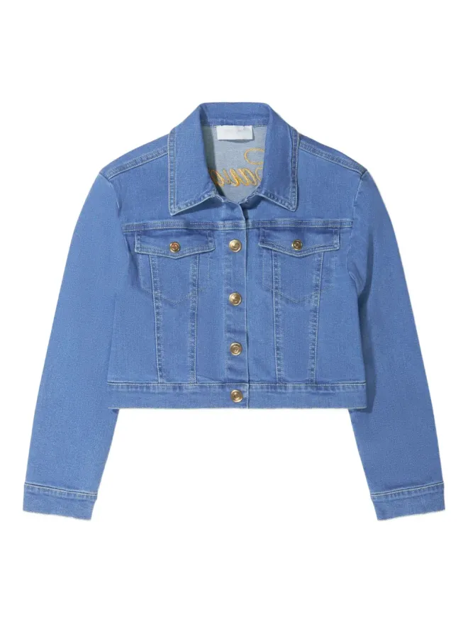 Roberto Cavalli Junior Roberto Cavalli Junior ロゴ刺繍デニムジャケットの商品画像