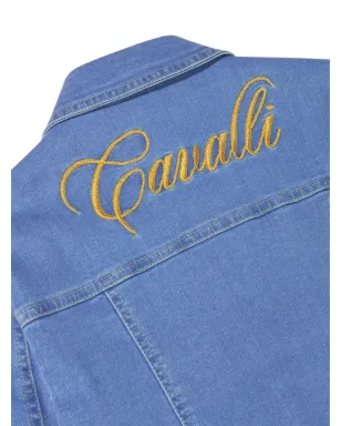 Roberto Cavalli Junior ロゴ刺繍デニムジャケット - サムネイル3