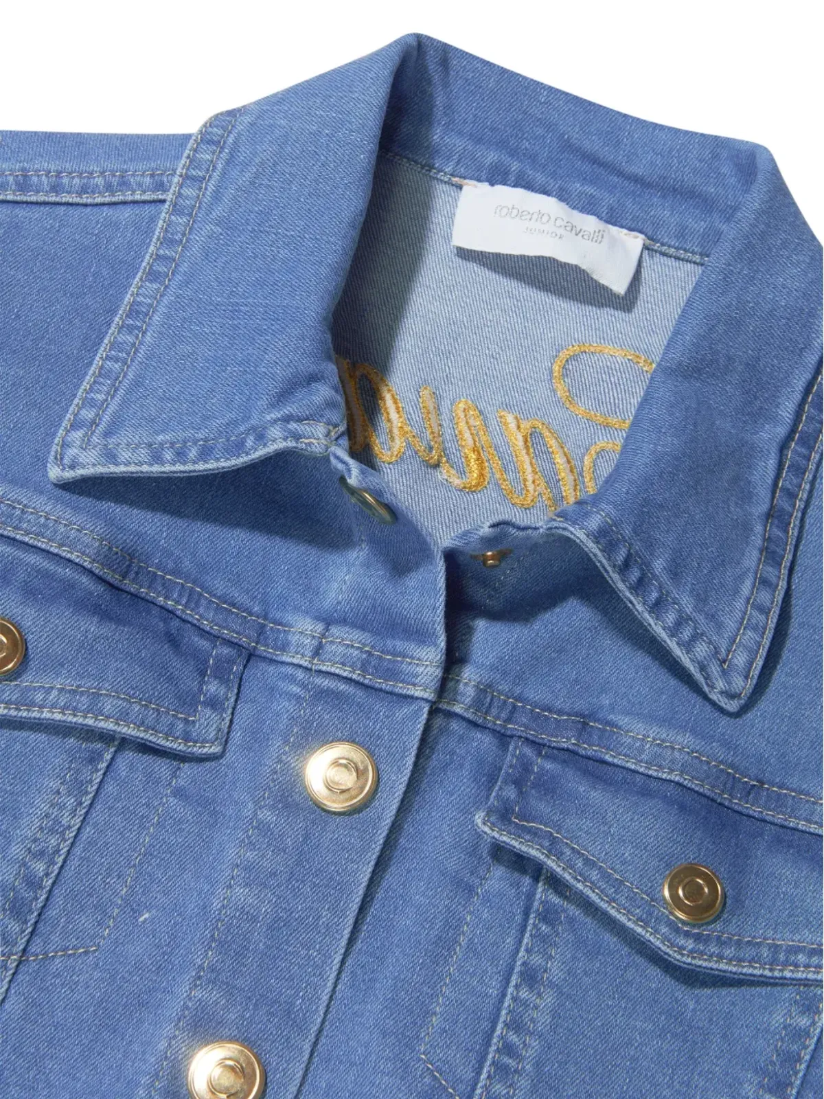 Roberto Cavalli Junior ロゴ刺繍デニムジャケット - 画像4