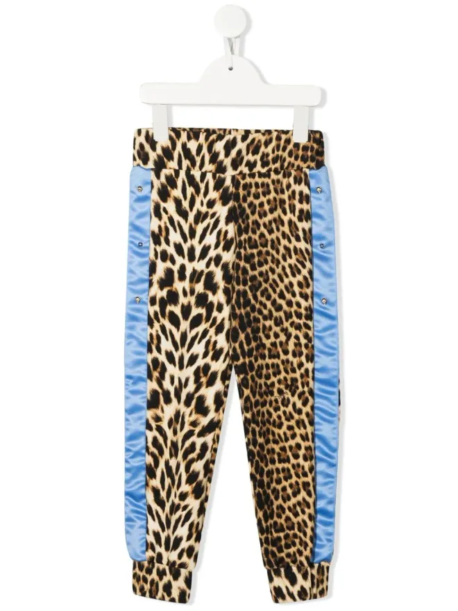Roberto Cavalli Junior Roberto Cavalli Junior サイドストライプ レオパード柄 レギンス（ブラウン）の商品画像