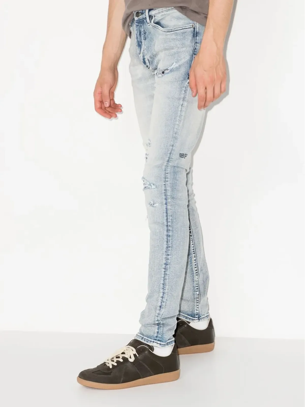 Ksubi ヴァン ウィンクル ファイア パッチ パンク ブルー スキニー ジーンズ - 画像2