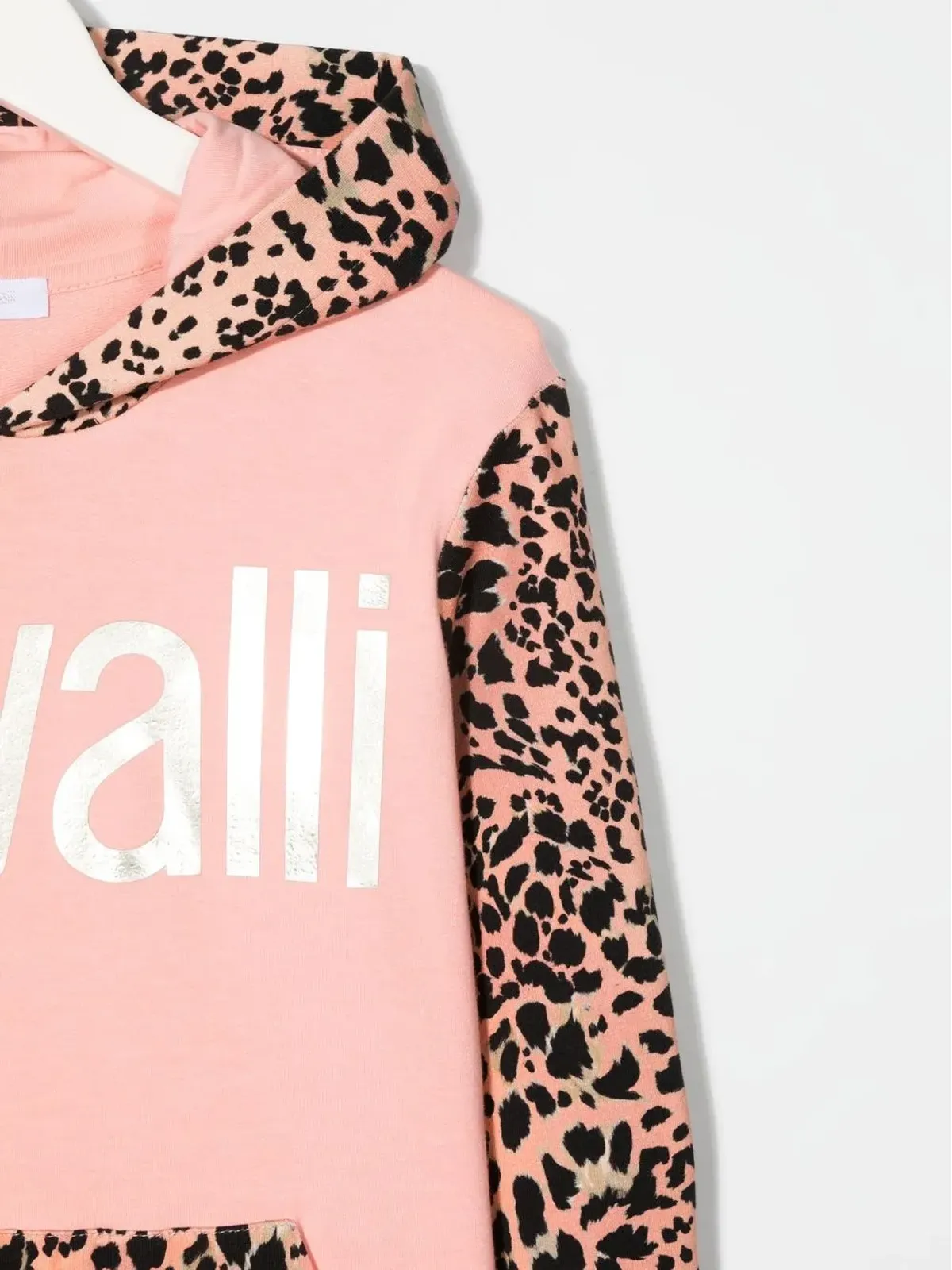 Roberto Cavalli Junior レオパードパネル メタリックロゴ フーディー - 画像3