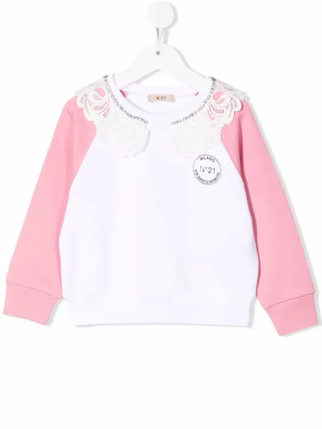 Nº21 Kids Nº21 Kids レーストリムのスウェットシャツ - ホワイトの商品画像