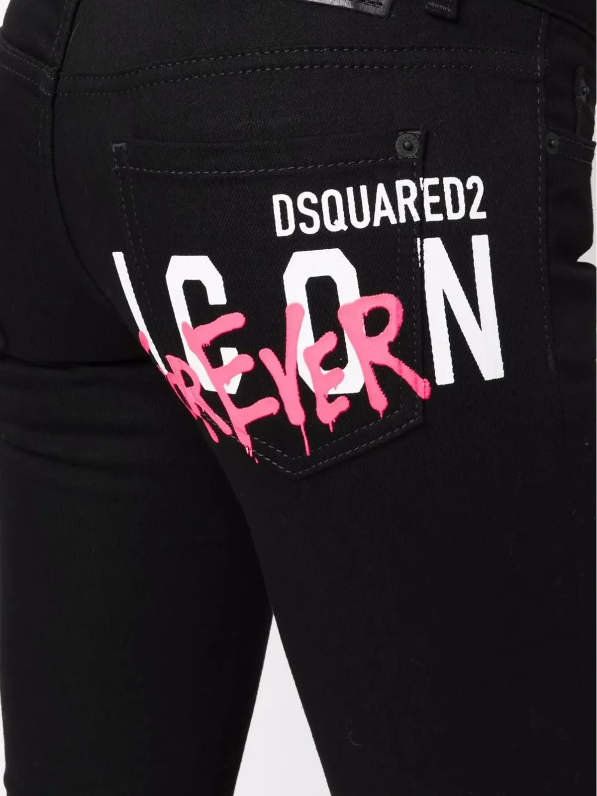 DSQUARED2 ロゴプリント・スキニージーンズ（ブラック） - 画像5