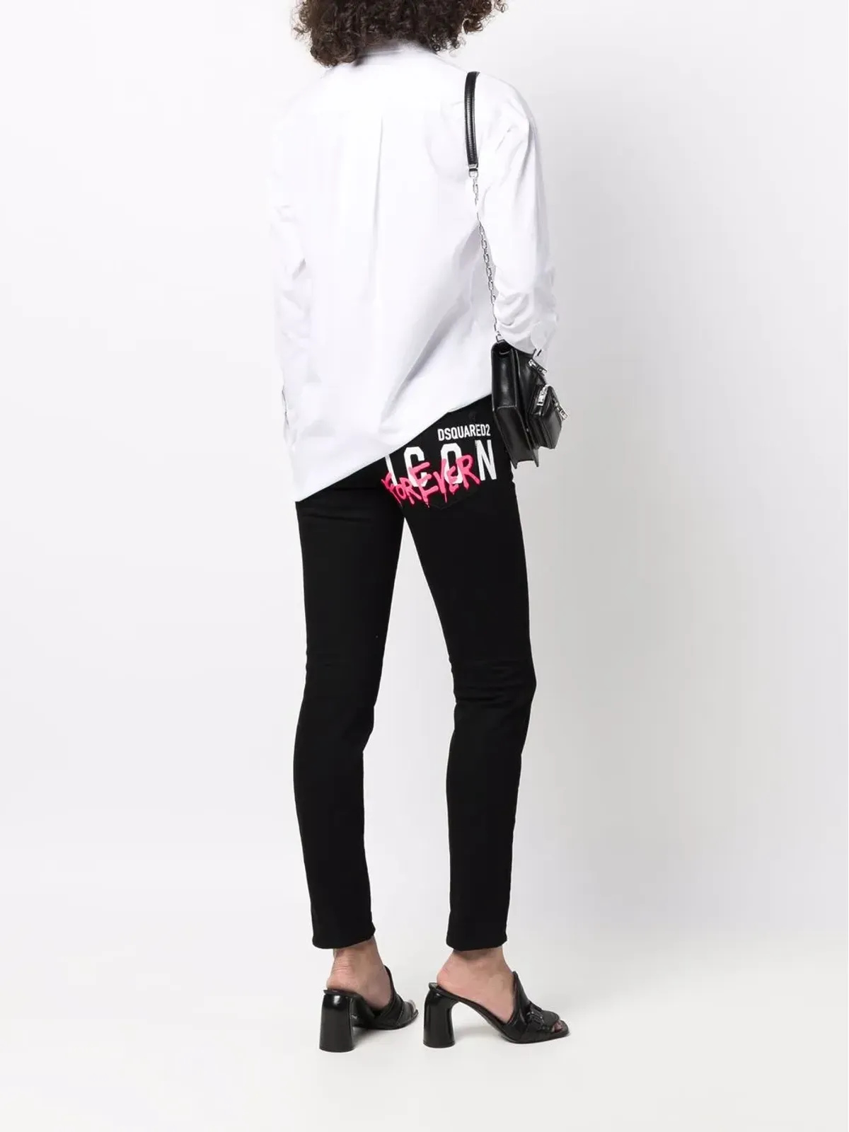 DSQUARED2 ロゴプリント・スキニージーンズ（ブラック） - 画像2