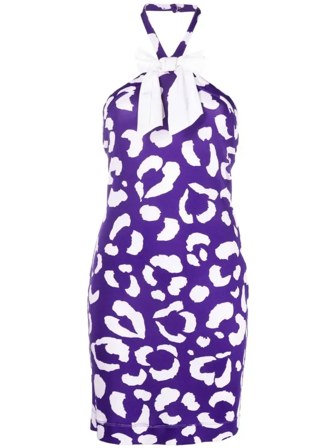Moschino Pre-Owned Moschino Pre-Owned レオパード柄ハルターネックドレスの商品画像