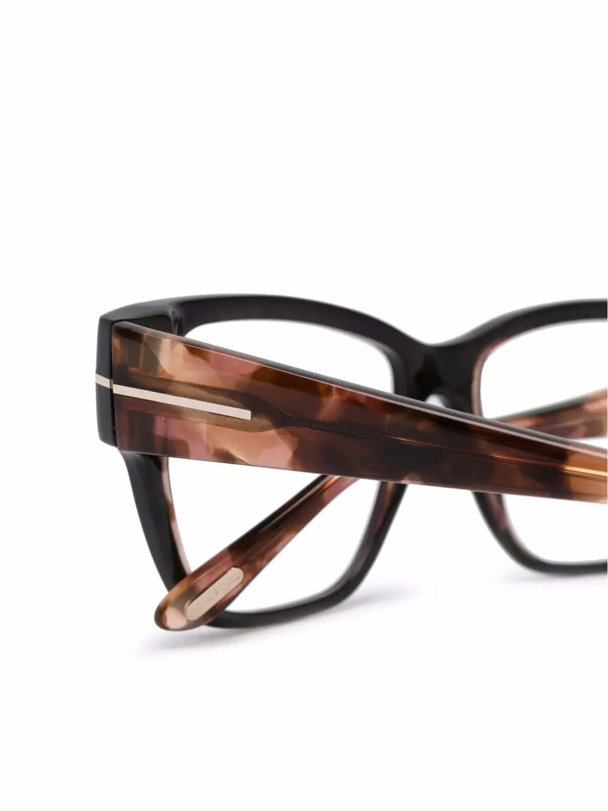 TOM FORD Eyewear べっ甲調スクエアフレーム眼鏡 ブラック - 画像3