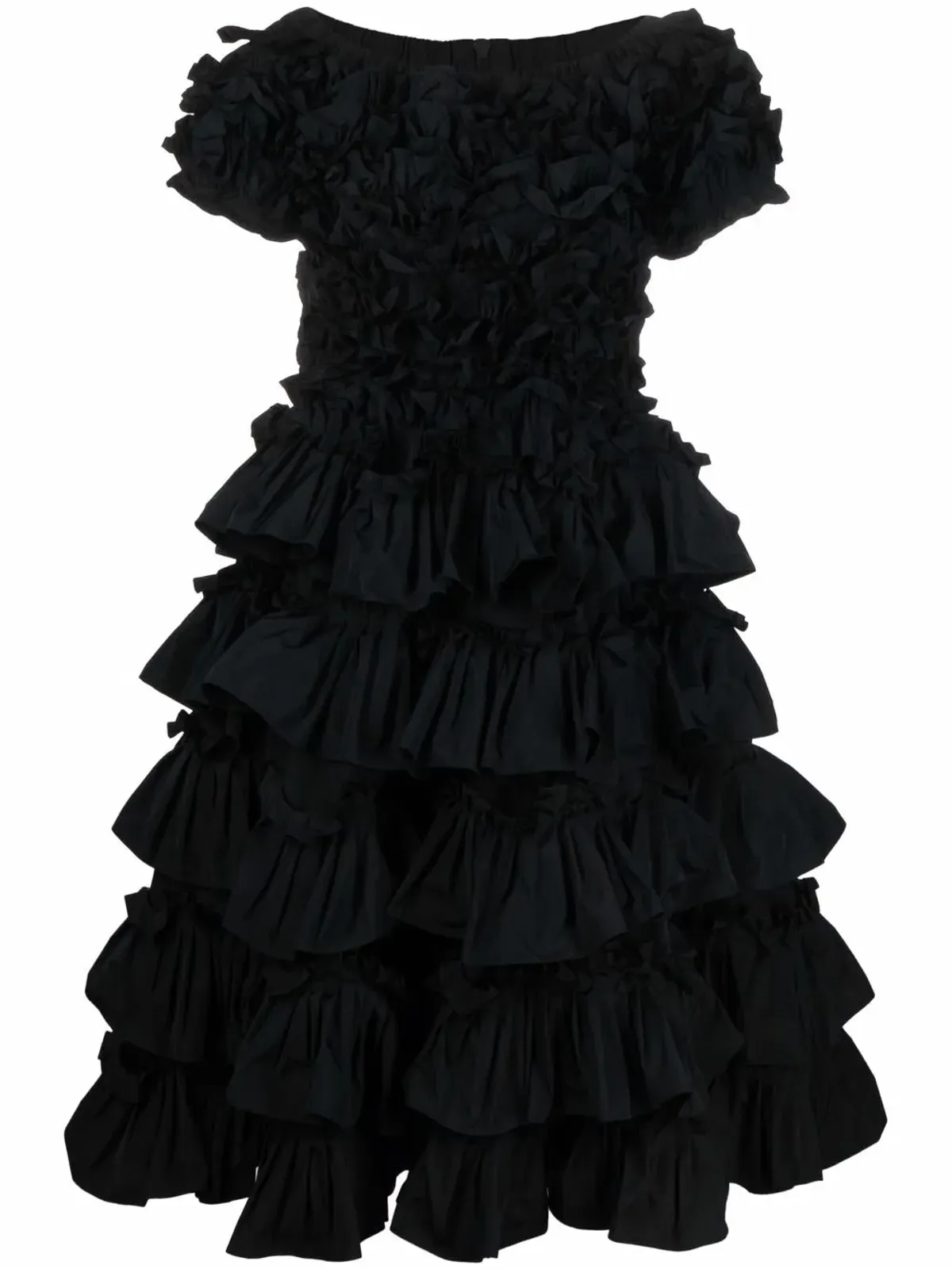 RED Valentino フリル付きフレアドレス ブラック - 画像1