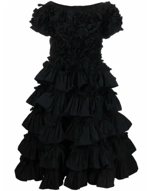 RED Valentino フリル付きフレアドレス ブラック - サムネイル1