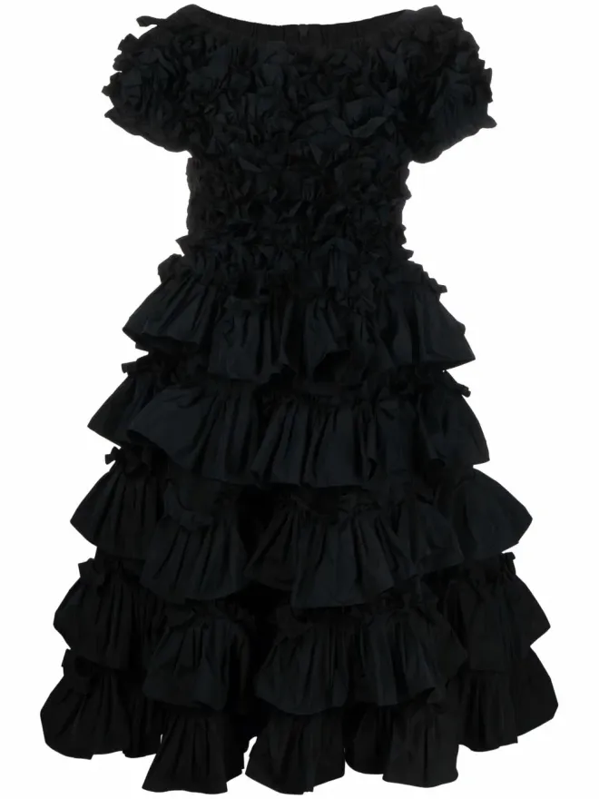 RED Valentino RED Valentino フリル付きフレアドレス ブラックの商品画像