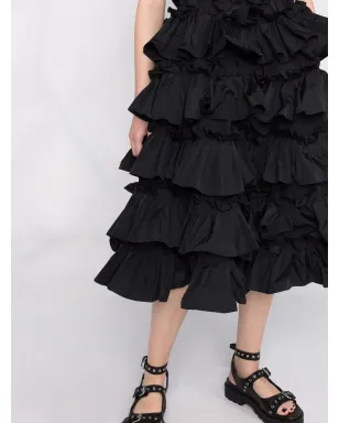 RED Valentino フリル付きフレアドレス ブラック - サムネイル5