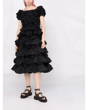 RED Valentino フリル付きフレアドレス ブラック - サムネイル2