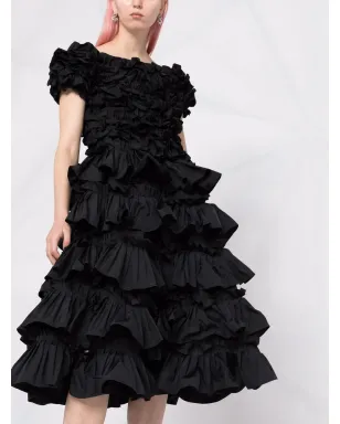 RED Valentino フリル付きフレアドレス ブラック - サムネイル3