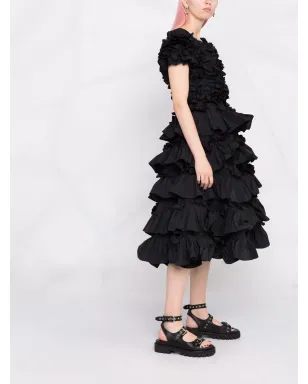 RED Valentino フリル付きフレアドレス ブラック - サムネイル4