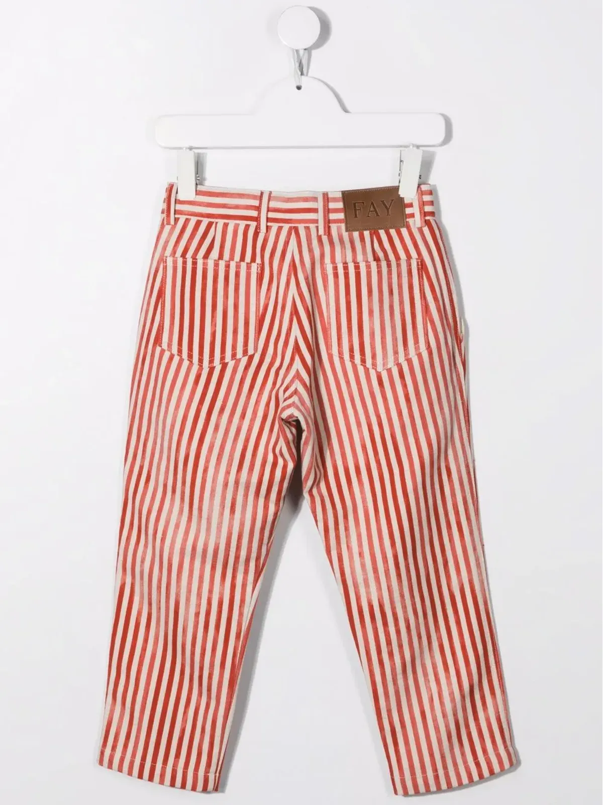 Fay Kids ストライプ柄ストレートレッグトラウザー レッド - 画像2