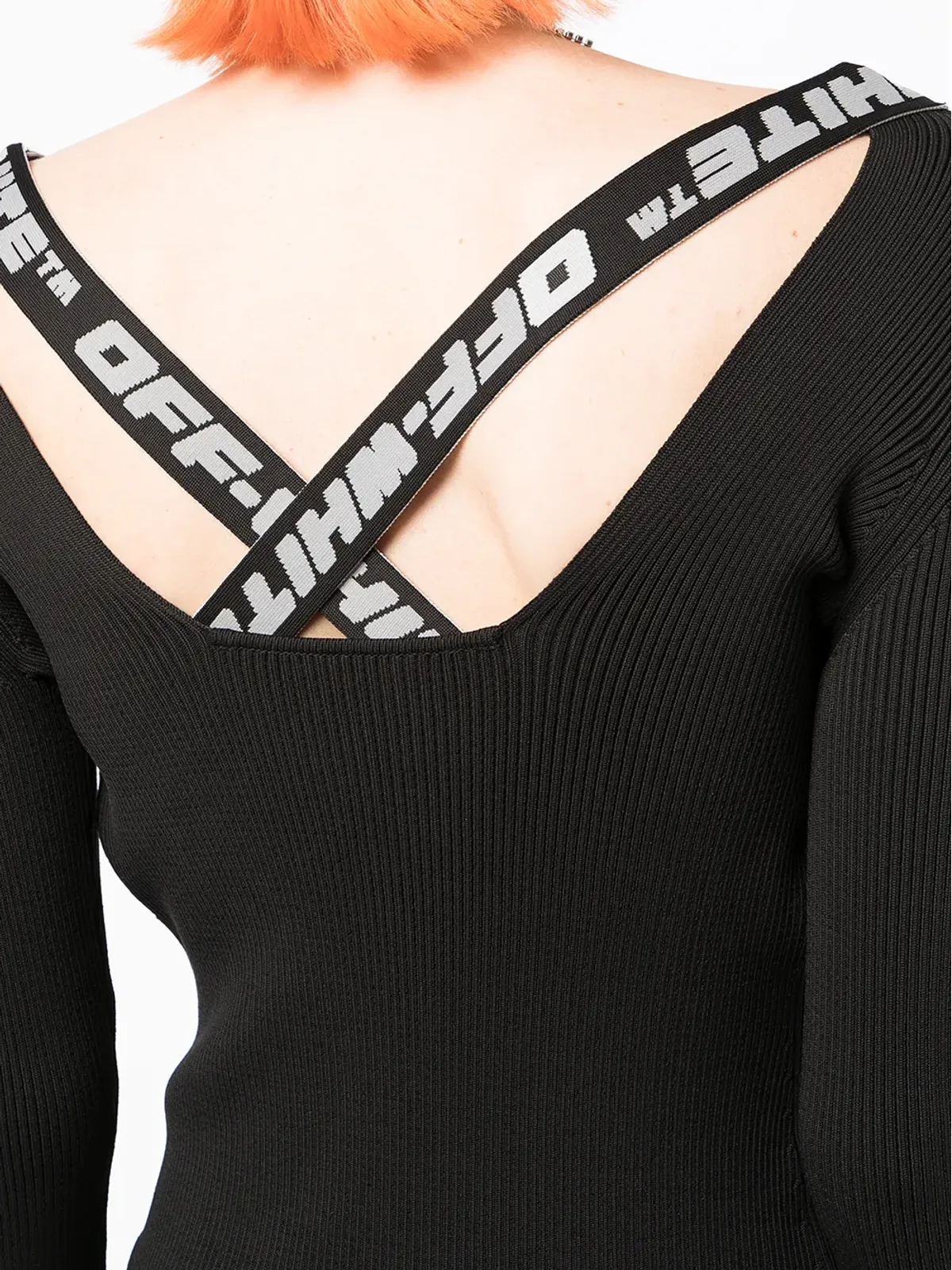 Off-White ロゴテープ入りリブ編みドレス - 画像5