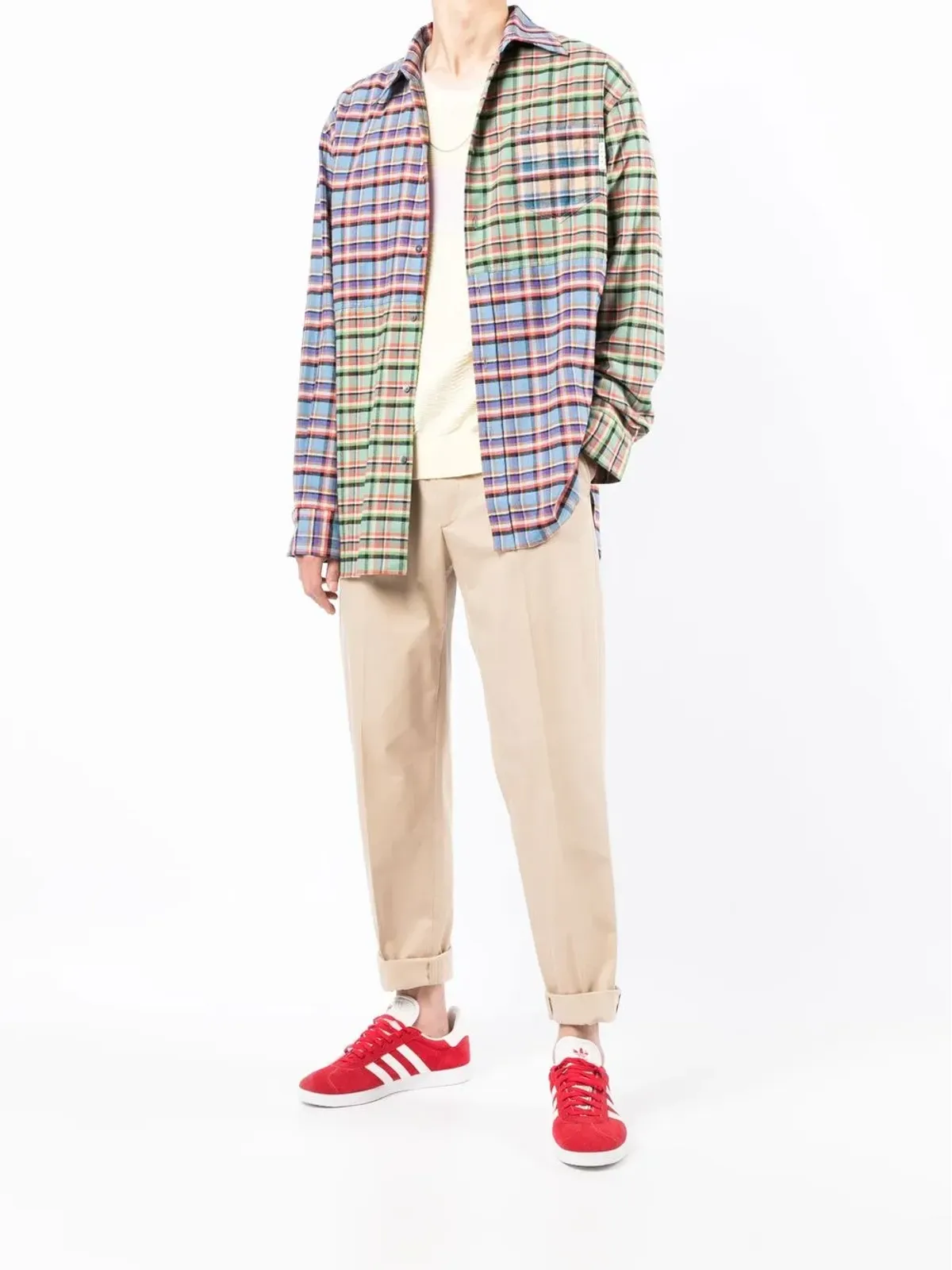 Marni パッチワーク チェック柄 オーバーサイズ シャツ - ブルー - 画像2