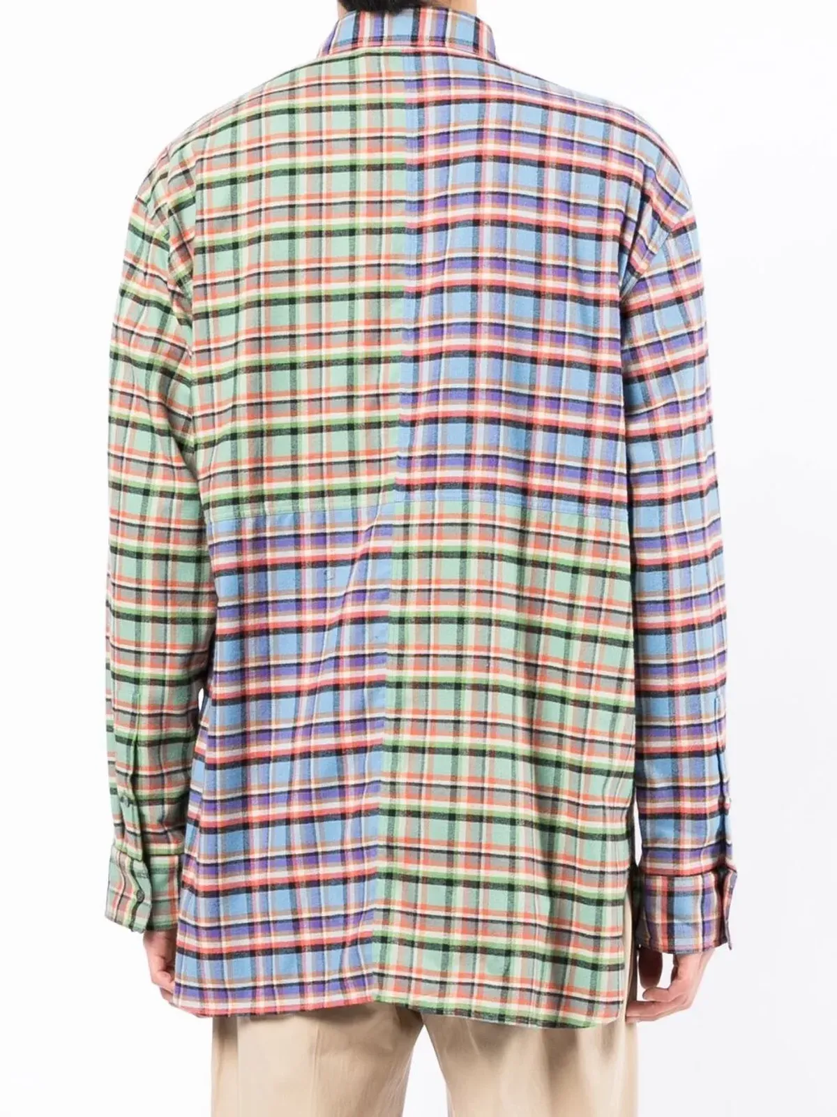 Marni パッチワーク チェック柄 オーバーサイズ シャツ - ブルー - 画像4