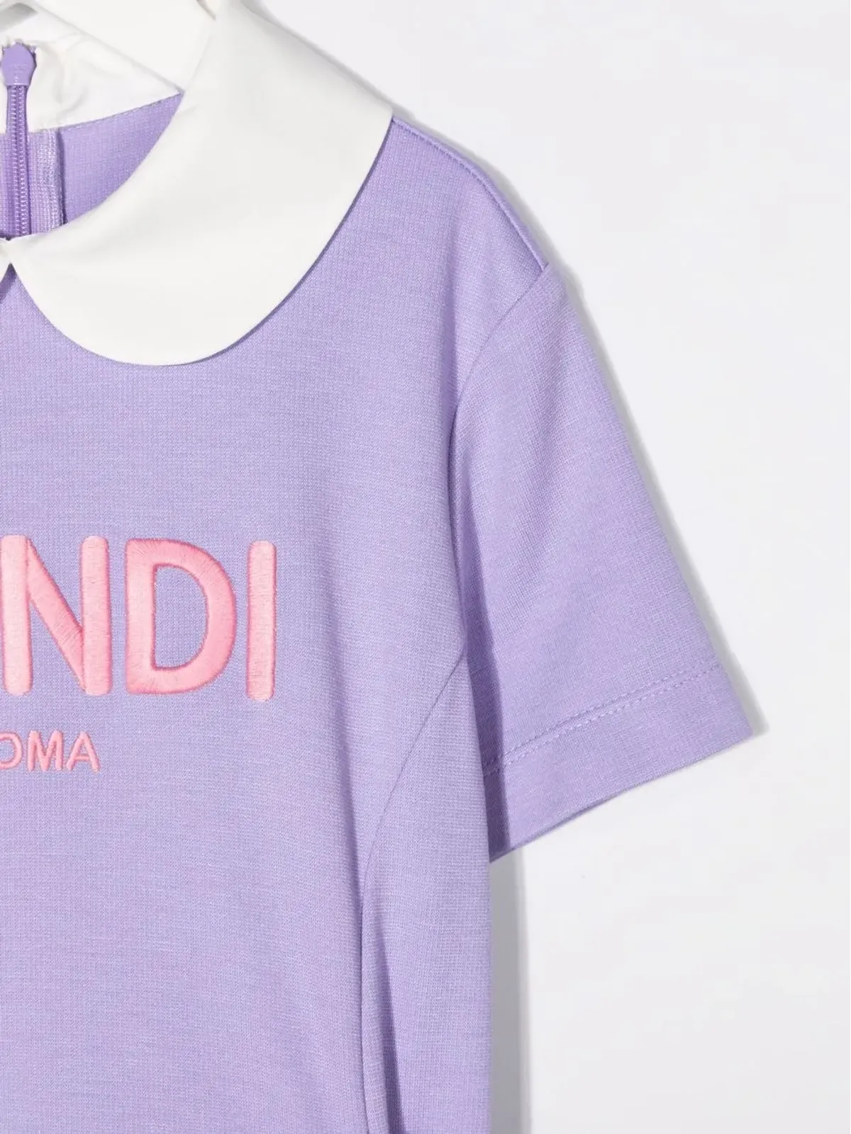 Fendi Kids ロゴプリント・フリルディテール ドレス パープル - 画像3