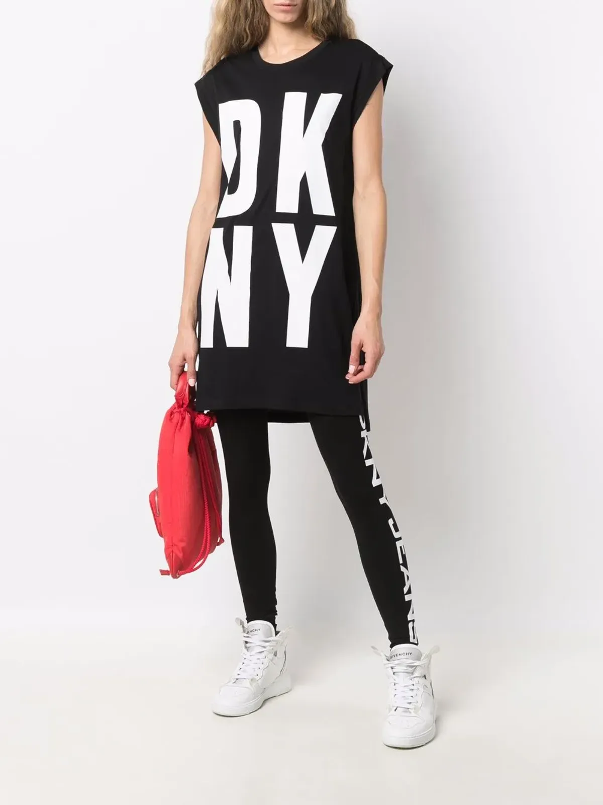 DKNY ロングライン ロゴプリント ベストトップ - 画像2