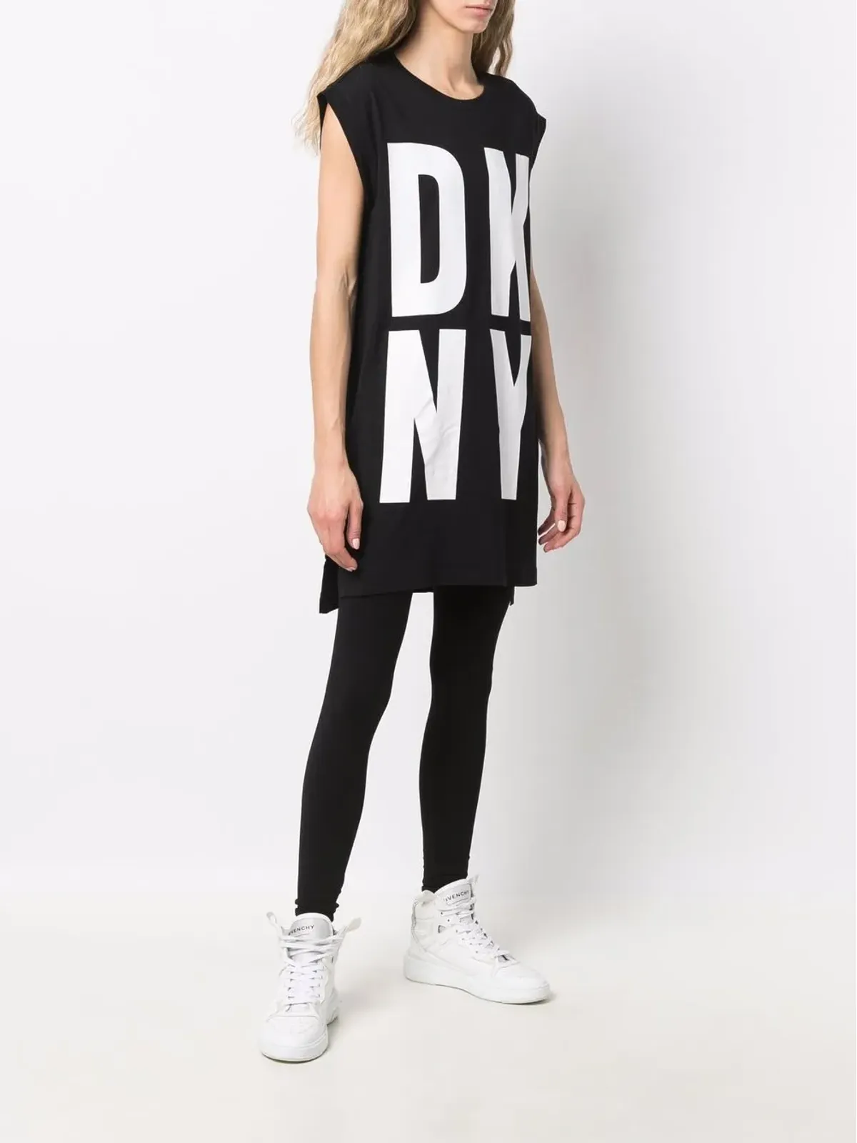 DKNY ロングライン ロゴプリント ベストトップ - 画像3