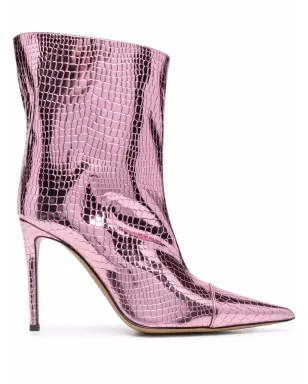 Alexandre Vauthier クロコダイルエフェクト 105mm アンクルブーツ - ピンク - サムネイル1