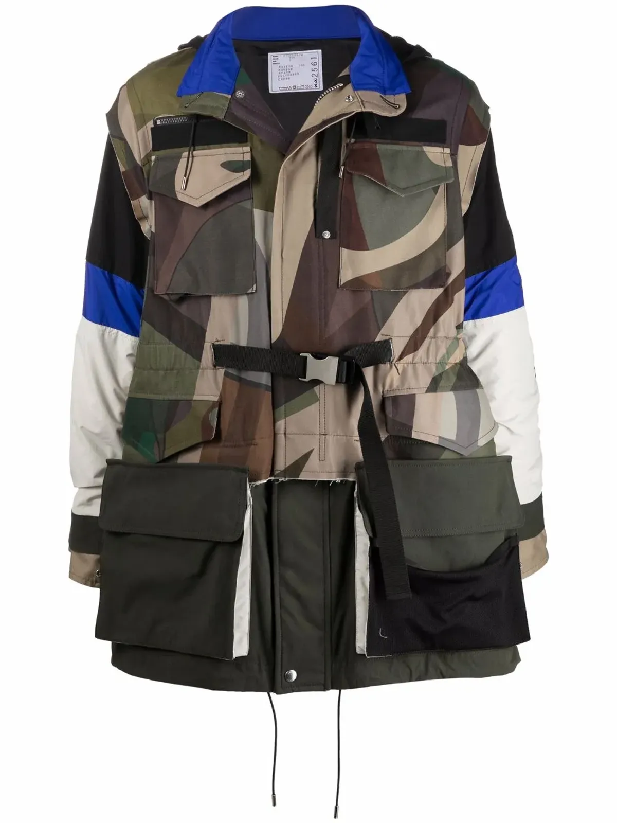 sacai camouflage-print hooded coat - 画像1