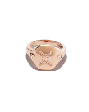 SHAY 18K ローズゴールド ジェミニ ダイヤモンド サインリング - ピンク - サムネイル2